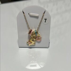 Gold Necklace with Colorful Charms